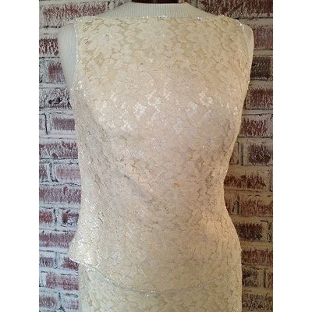 Marie St. Claire Women's Vintage Dress Ivory Lace Sequins Formal Dress Size 8